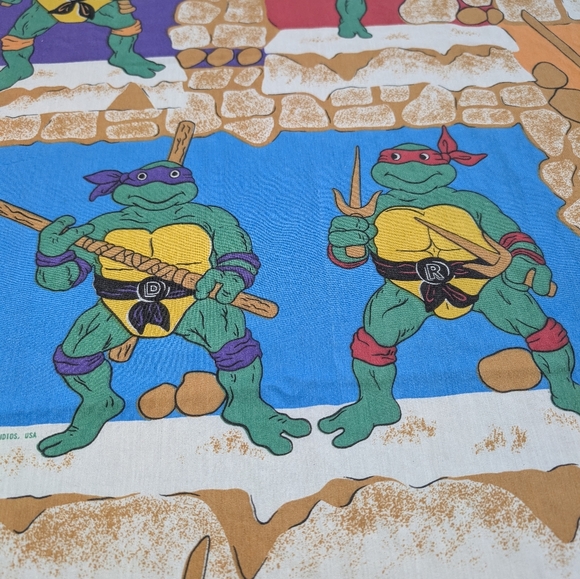 Vintage Bibb USA 1988 Teenage Mutant Ninja Turtles Flat Twin Sheet - Picture 5 of 8
